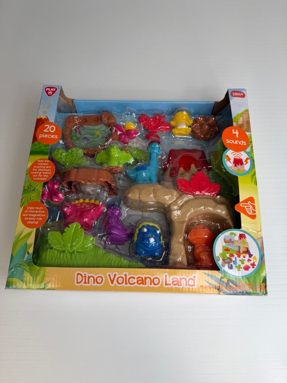 Dino Volcano Land Figure Play Set T Rex Dinosaur Plant Learn Party Collect Ni